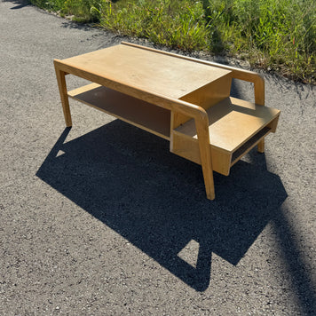 Two-Tier Midcentury Modern Blonde Coffee Table