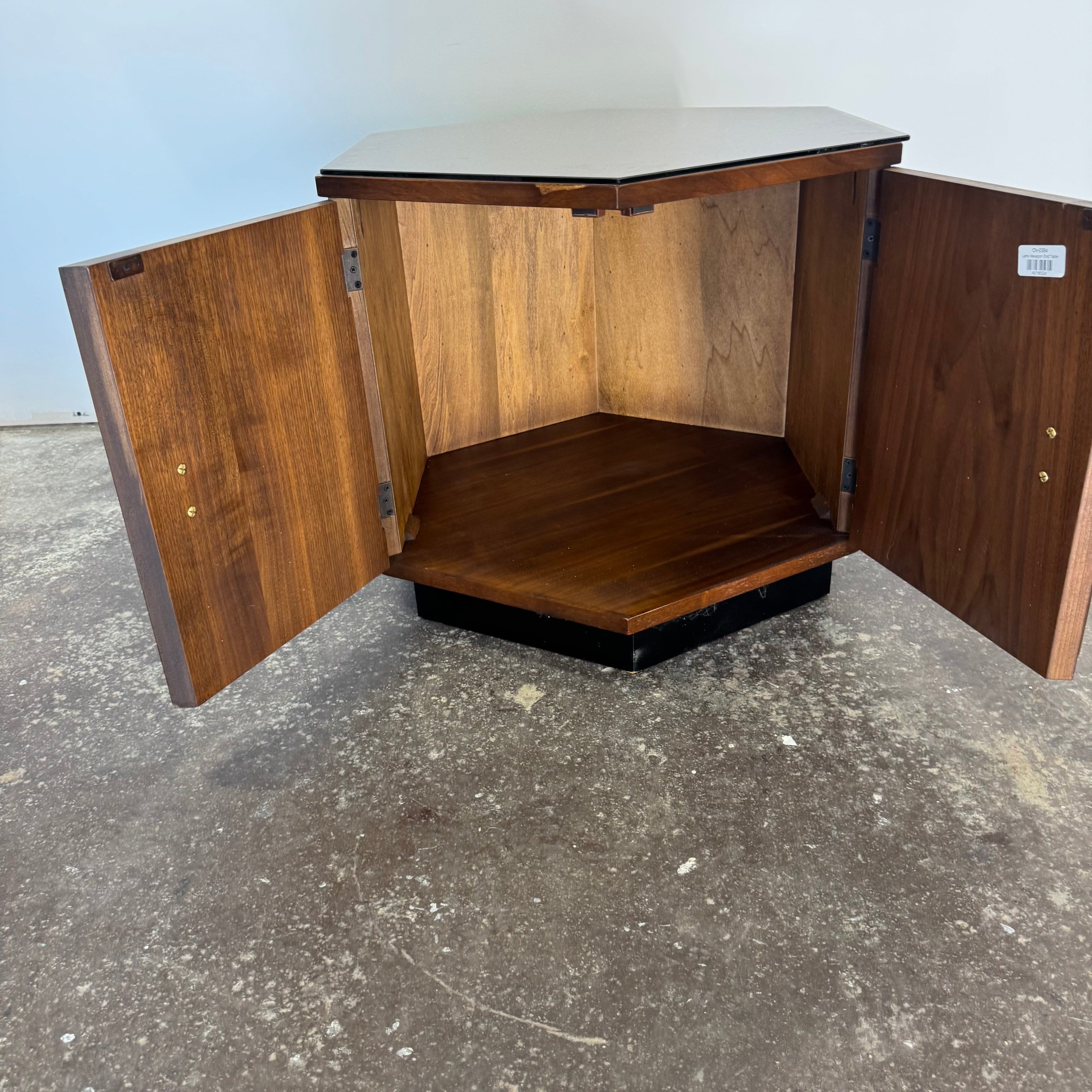 Lane Walnut Hexagon End Table