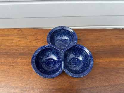 Blue Tri-Bowl Nut Dish by Reynolds