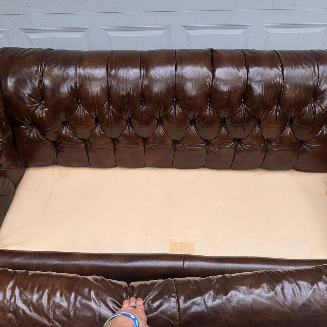 Vintage Genuine Leather English Club Sofa — Button Tufted | Ralph Lauren Style