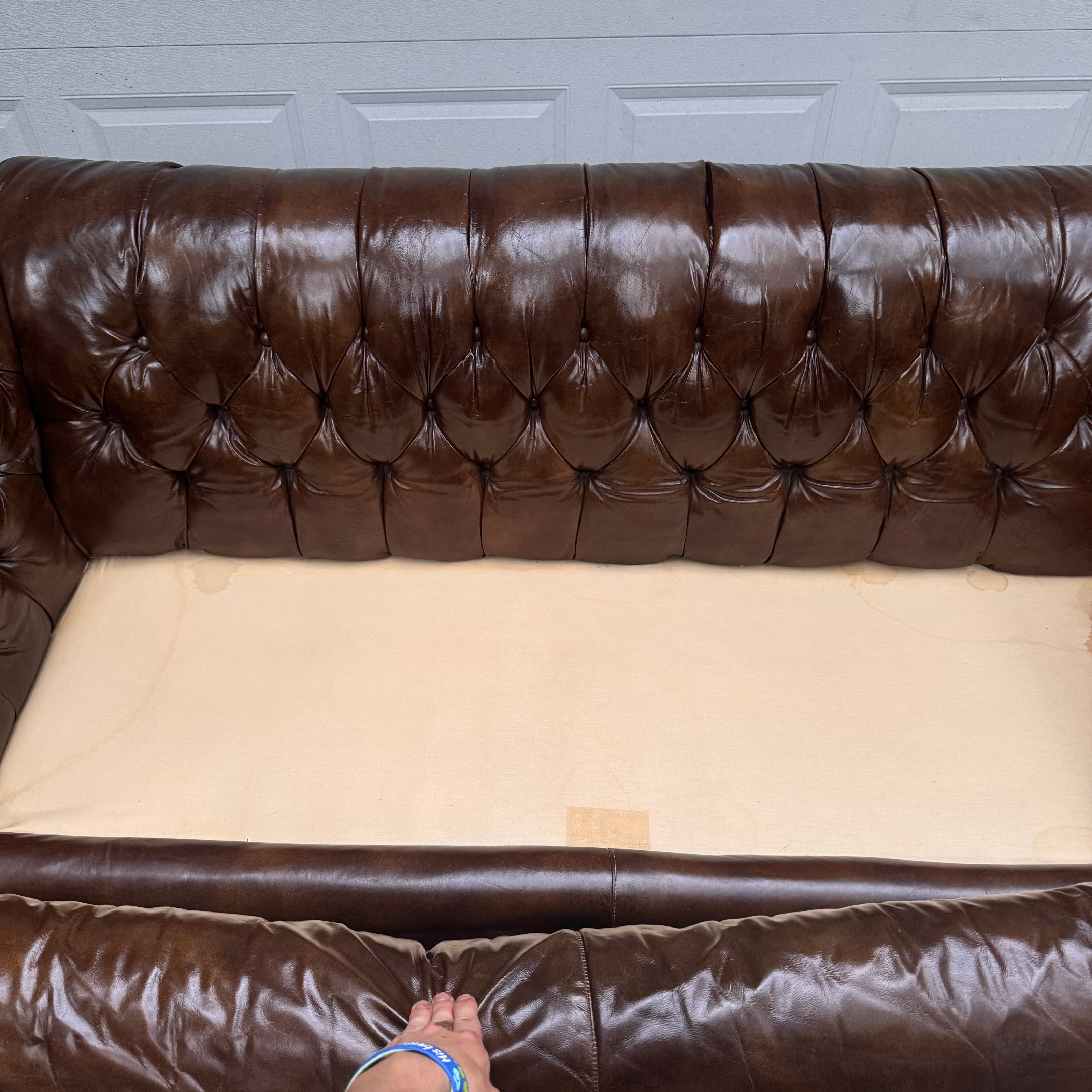 Vintage Genuine Leather English Club Sofa — Button Tufted | Ralph Lauren Style
