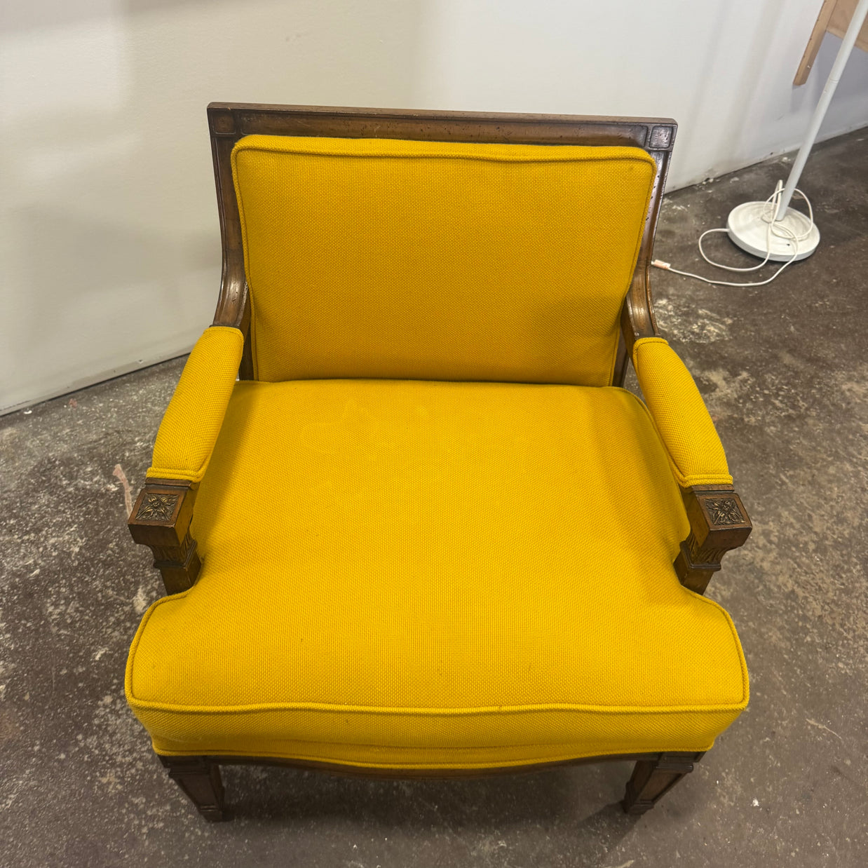 Antique Yellow Upholstered Accent Chair — Traditional Style