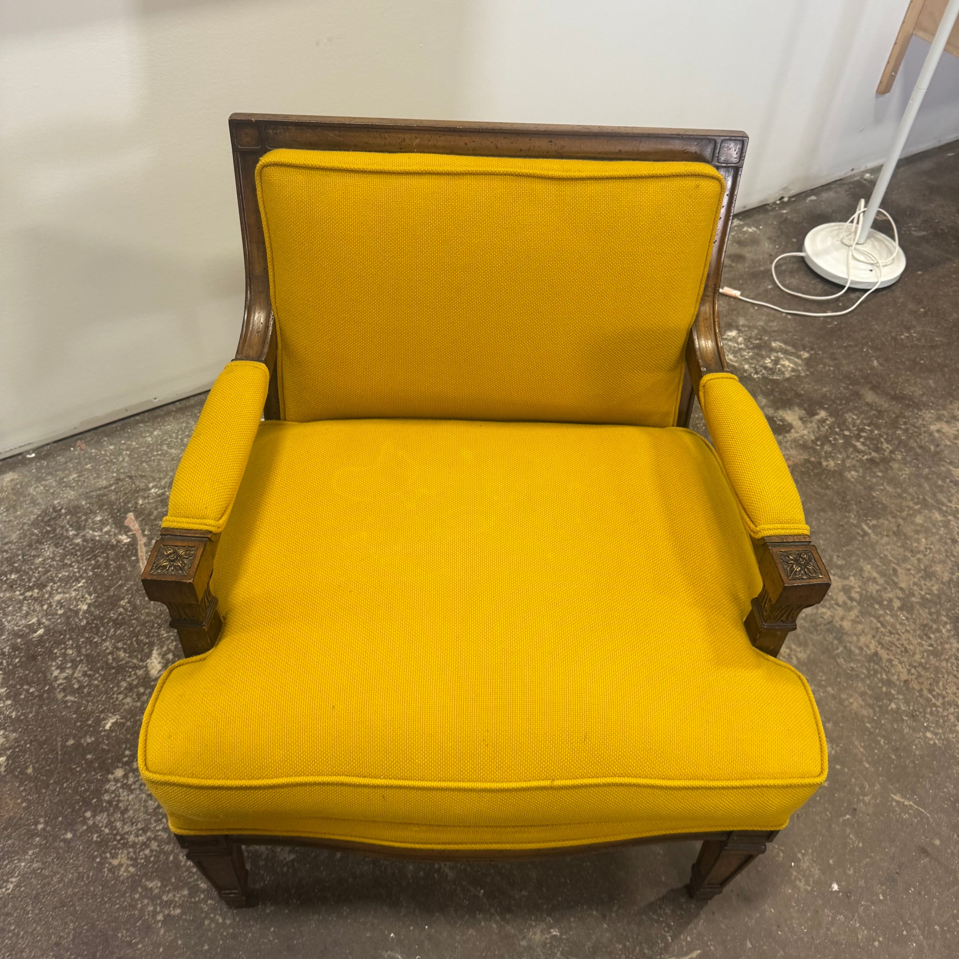 Antique Yellow Upholstered Accent Chair — Traditional Style