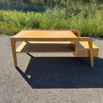 Two-Tier Midcentury Modern Blonde Coffee Table