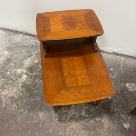 Lane Walnut Burl Inlay End Tables