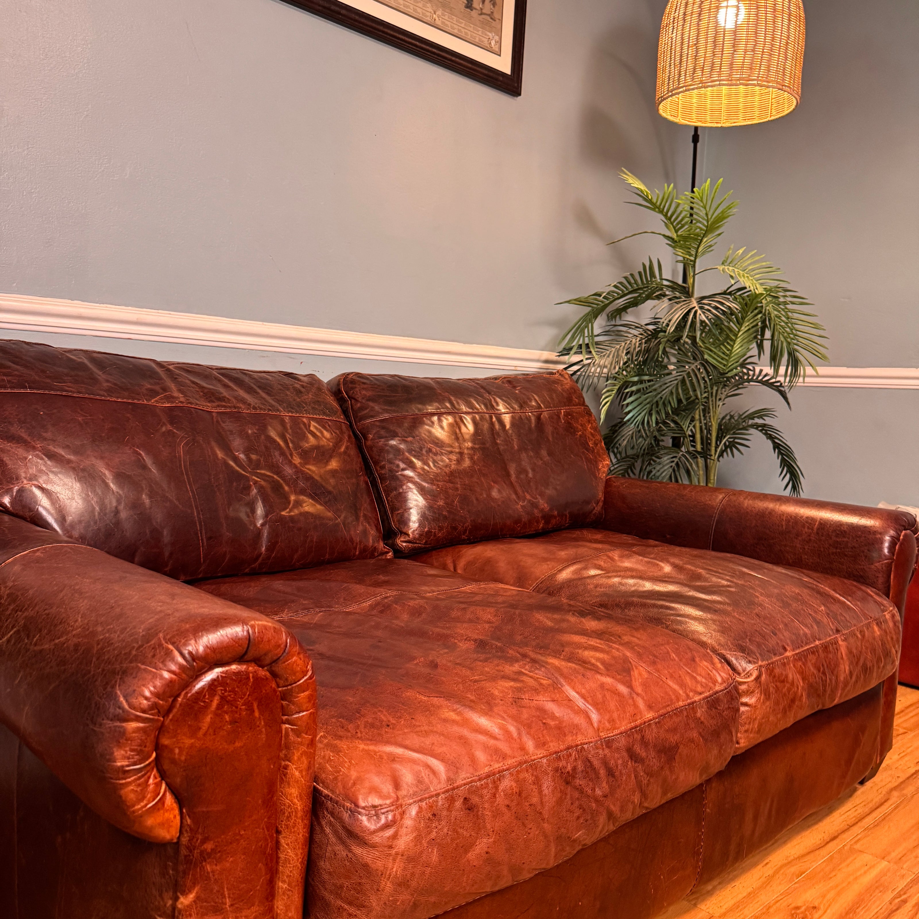 Soft Line Italian Wax Pull-Up Leather Loveseat