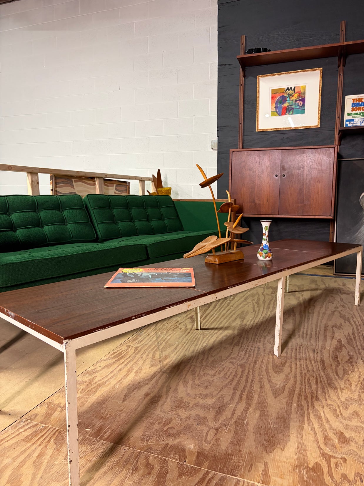 Knoll Associates T-Bar Walnut Coffee Table — Original Label | 80.5”