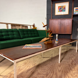 Knoll Associates T-Bar Walnut Coffee Table — Original Label | 80.5”