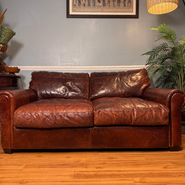 Soft Line Italian Wax Pull-Up Leather Loveseat