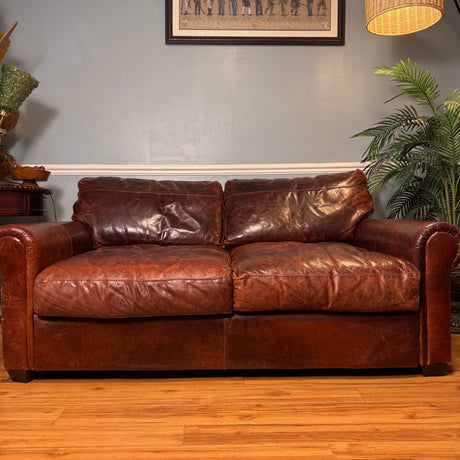 Soft Line Italian Wax Pull-Up Leather Loveseat