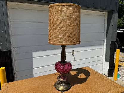 Vintage Pink Glass Lamp Base (Slag Glass Style) – Shade Not Included ✨