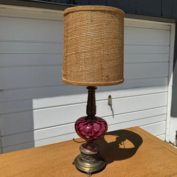Vintage Pink Glass Lamp Base (Slag Glass Style) – Shade Not Included ✨