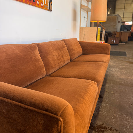 Vintage 1970s MCM Low Profile Sofa — Original Wood Base | New Foam