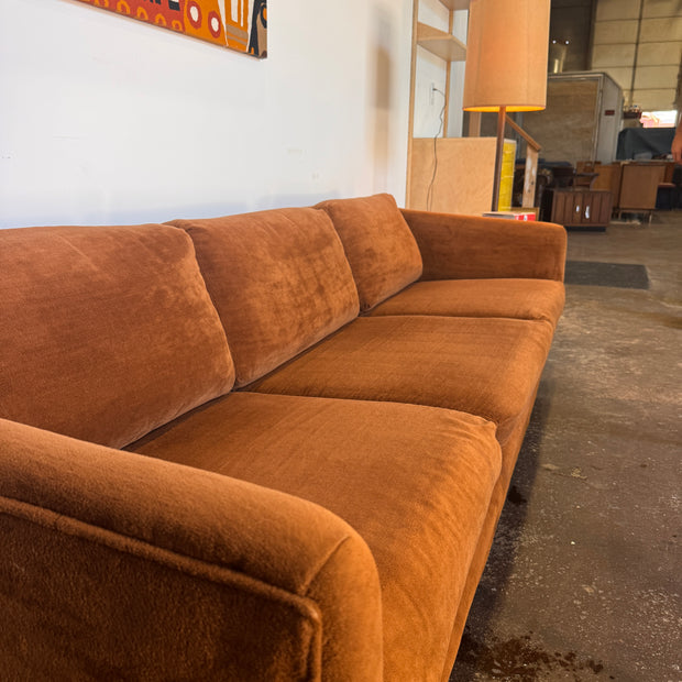 Vintage 1970s MCM Low Profile Sofa — Original Wood Base | New Foam