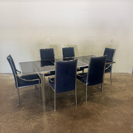 Milo Baughman Style Chrome Dining Set