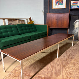 Knoll Associates T-Bar Walnut Coffee Table — Original Label | 80.5”