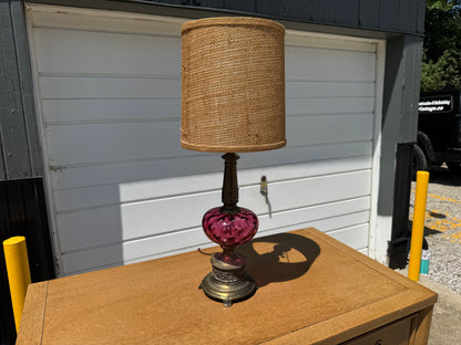 Vintage Pink Glass Lamp Base (Slag Glass Style) – Shade Not Included ✨
