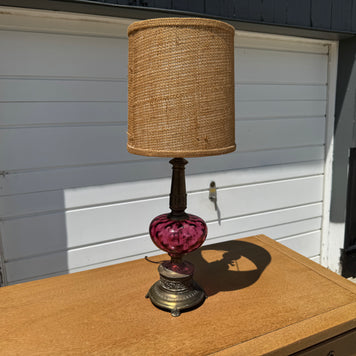 Vintage Pink Glass Lamp Base (Slag Glass Style) – Shade Not Included ✨