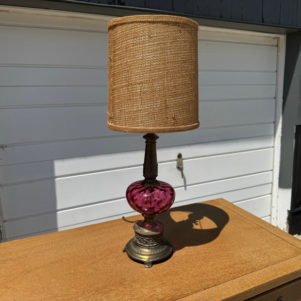 Vintage Pink Glass Lamp Base (Slag Glass Style) – Shade Not Included ✨
