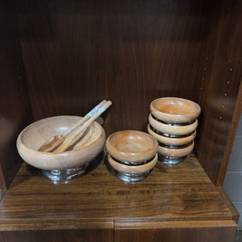 Vintage Hellerware Wooden Salad Bowl Set - 9 piece
