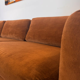 Vintage 1970s MCM Low Profile Sofa — Original Wood Base | New Foam