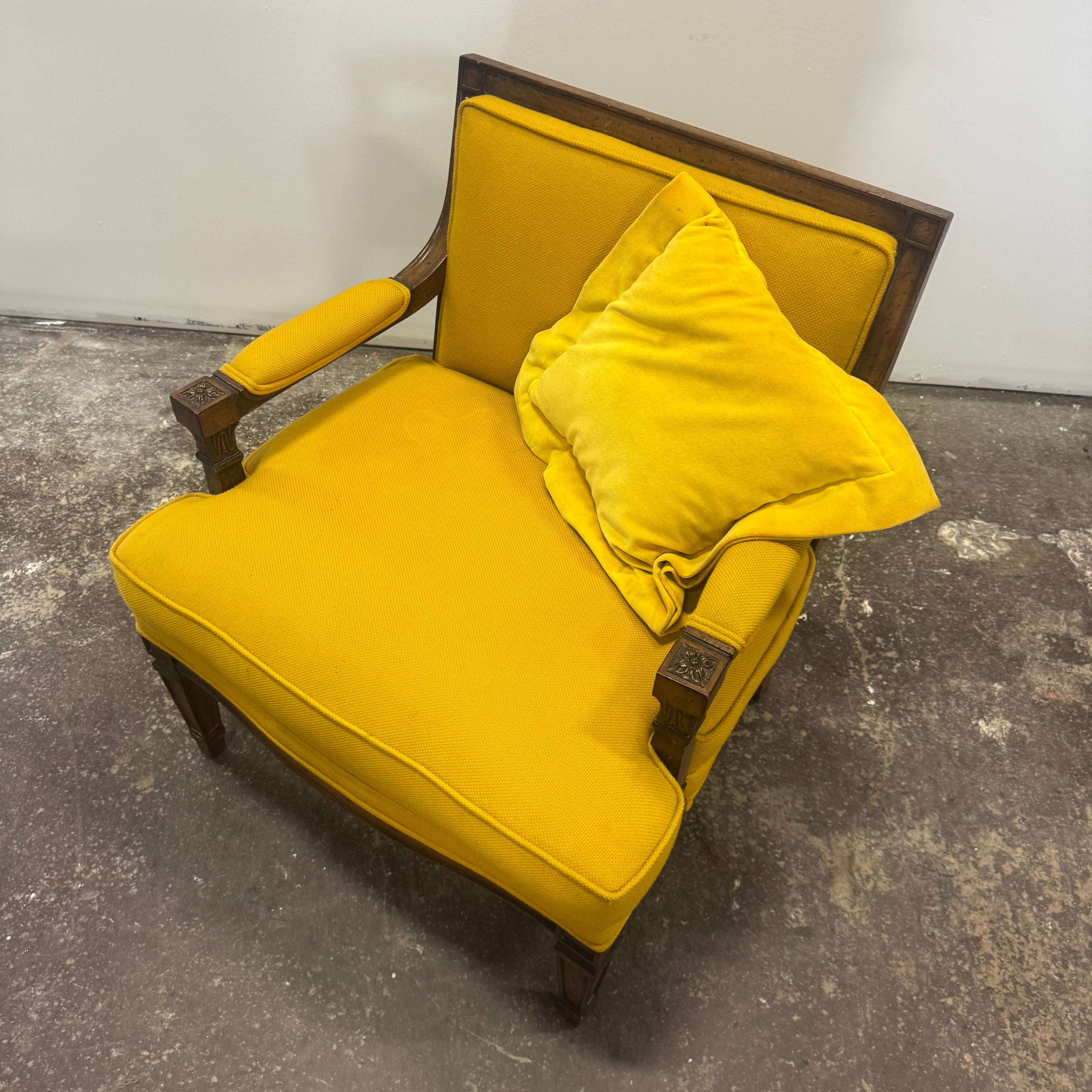 Antique Yellow Upholstered Accent Chair — Traditional Style