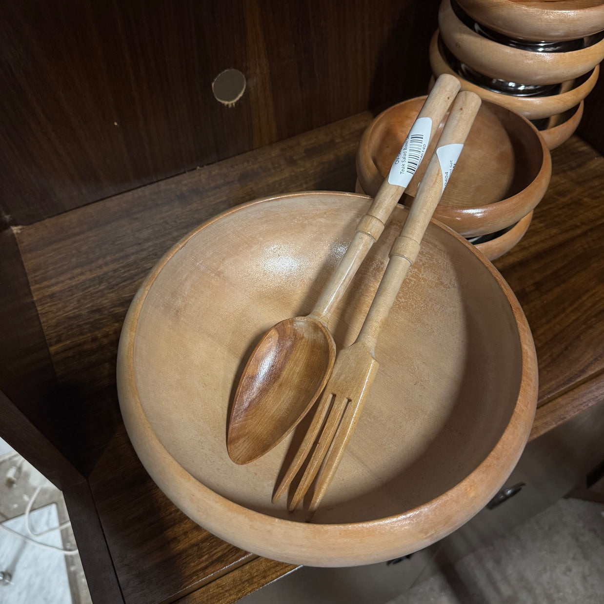 Vintage Hellerware Wooden Salad Bowl Set - 9 piece