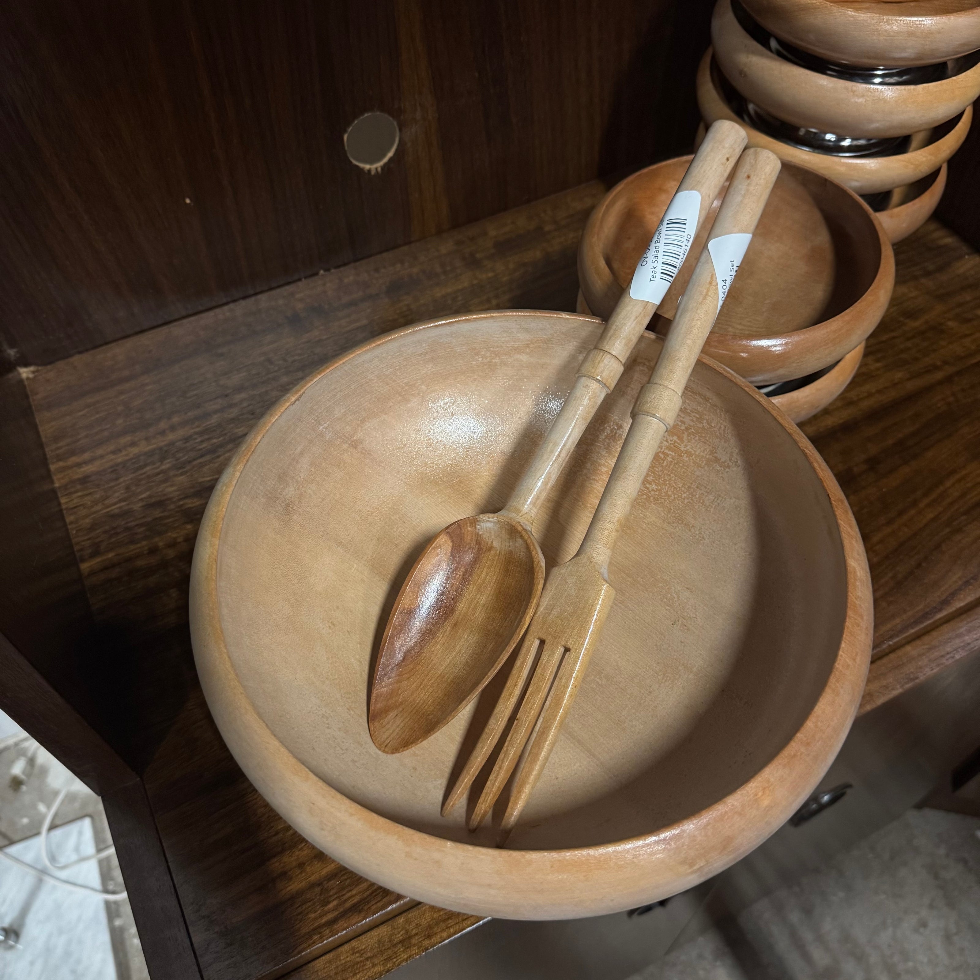 Vintage Hellerware Wooden Salad Bowl Set - 9 piece