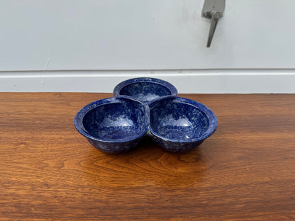 Blue Tri-Bowl Nut Dish by Reynolds