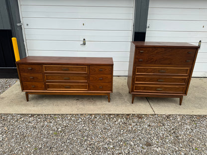 Lenior House – Refinished Midcentury Dresser Set with Mirror (Lowboy + Highboy) ✨