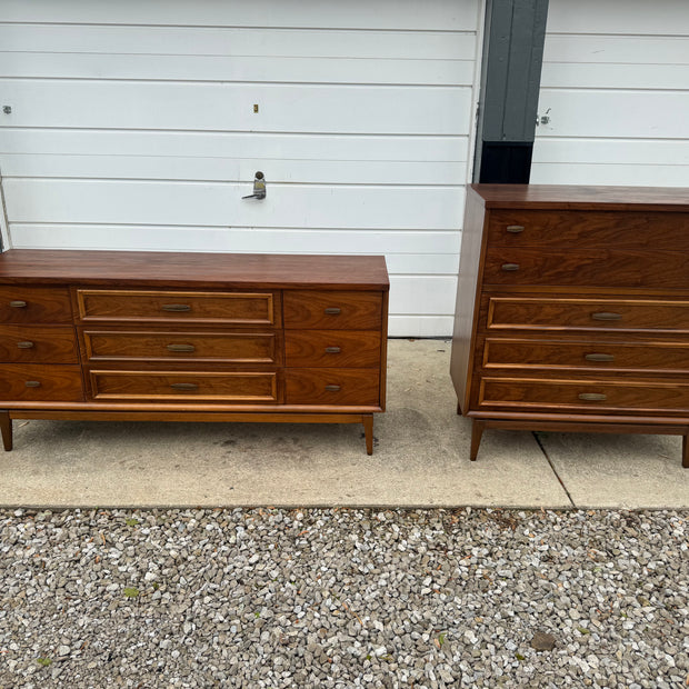 Lenior House – Refinished Midcentury Dresser Set with Mirror (Lowboy + Highboy) ✨