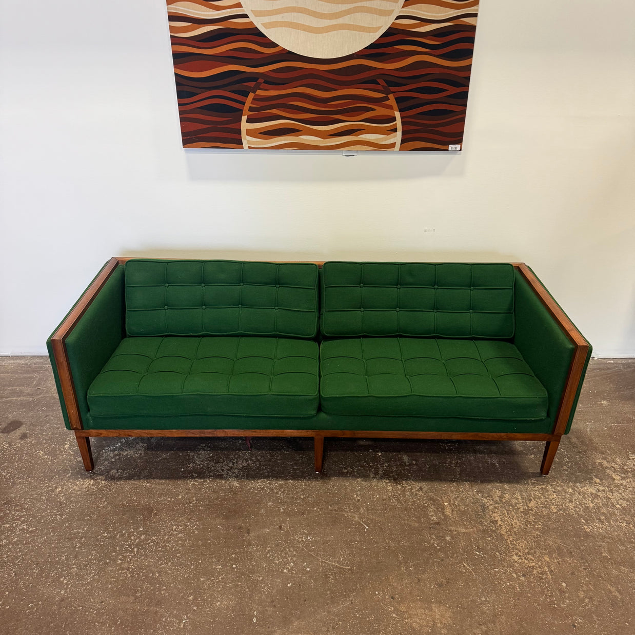 Domore Contract Furniture MCM Sofa — Original Green Button Tufted Upholstery