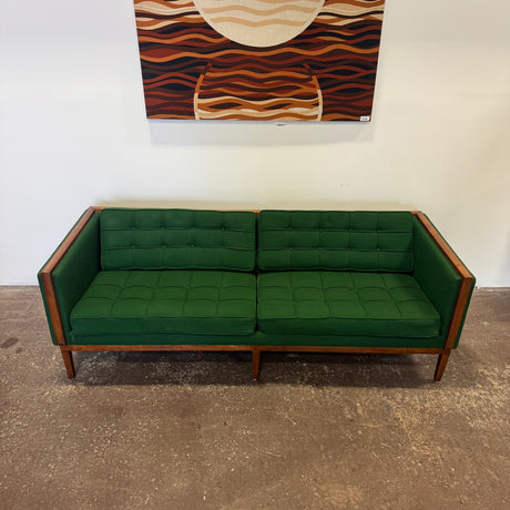 Domore Contract Furniture MCM Sofa — Original Green Button Tufted Upholstery