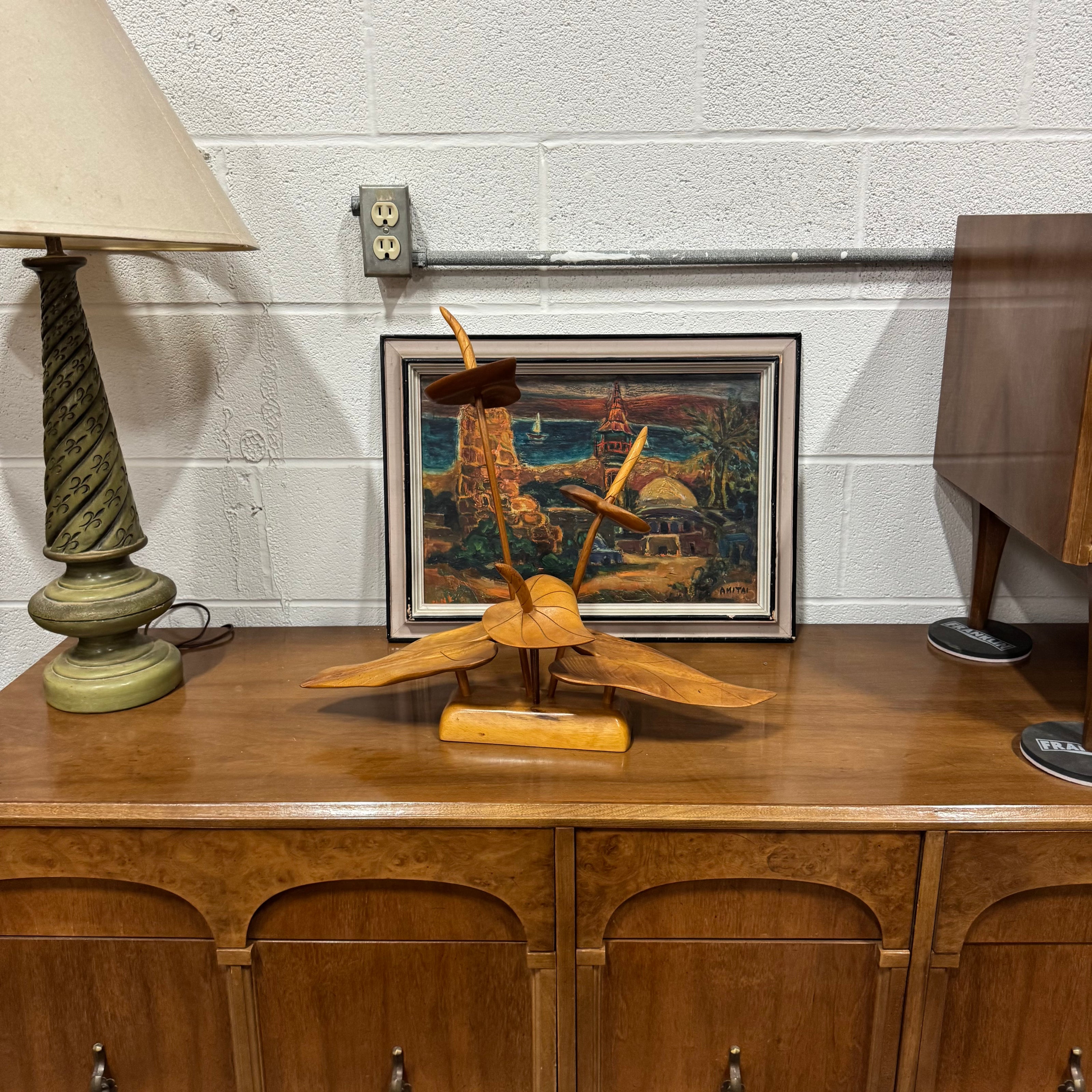 Vintage Hawaiian Floral Wood Carving
