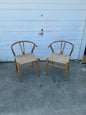 Pair of Vintage Wishbone Chairs with Woven Seats – Iconic Midcentury Design