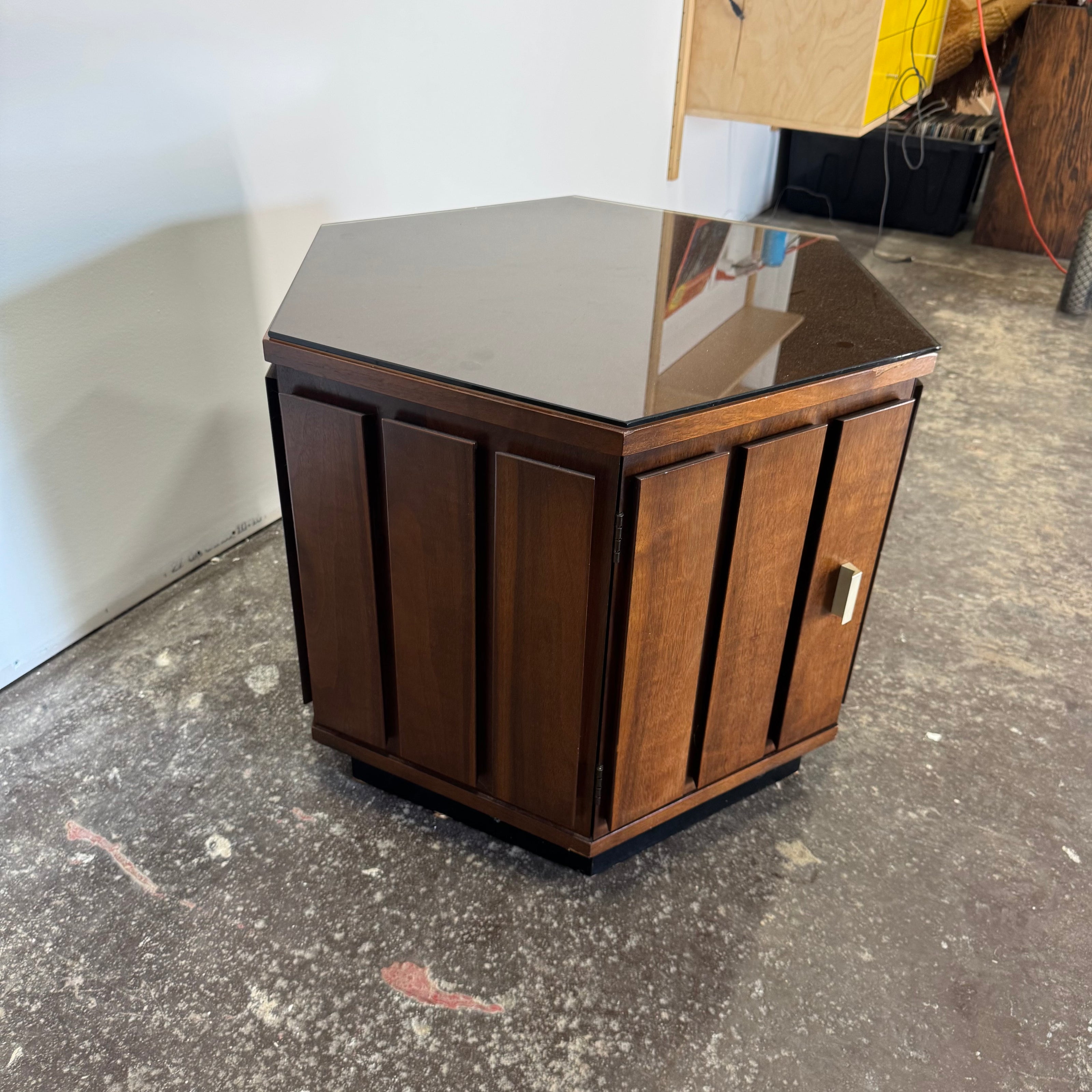 Lane Walnut Hexagon End Table