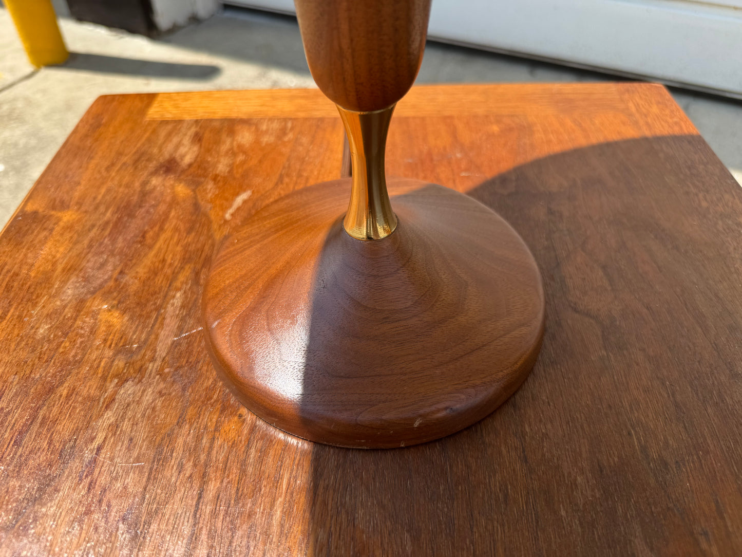 1960s Walnut Lamp Pair with Light Shades – 36” Tall ✨