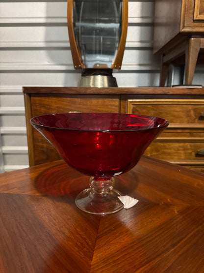 Vintage Red Glass Fruit Bowl