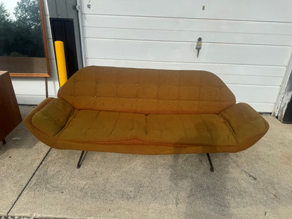 Three-Seat Midcentury Modern Couch with Metal Base – Custom Upholstery Option
