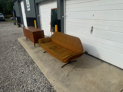 Three-Seat Midcentury Modern Couch with Metal Base – Custom Upholstery Option