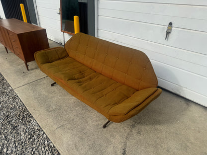 Three-Seat Midcentury Modern Couch with Metal Base – Custom Upholstery Option