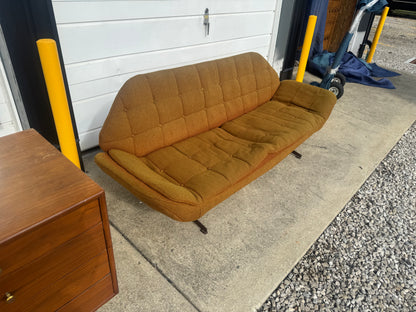 Three-Seat Midcentury Modern Couch with Metal Base – Custom Upholstery Option