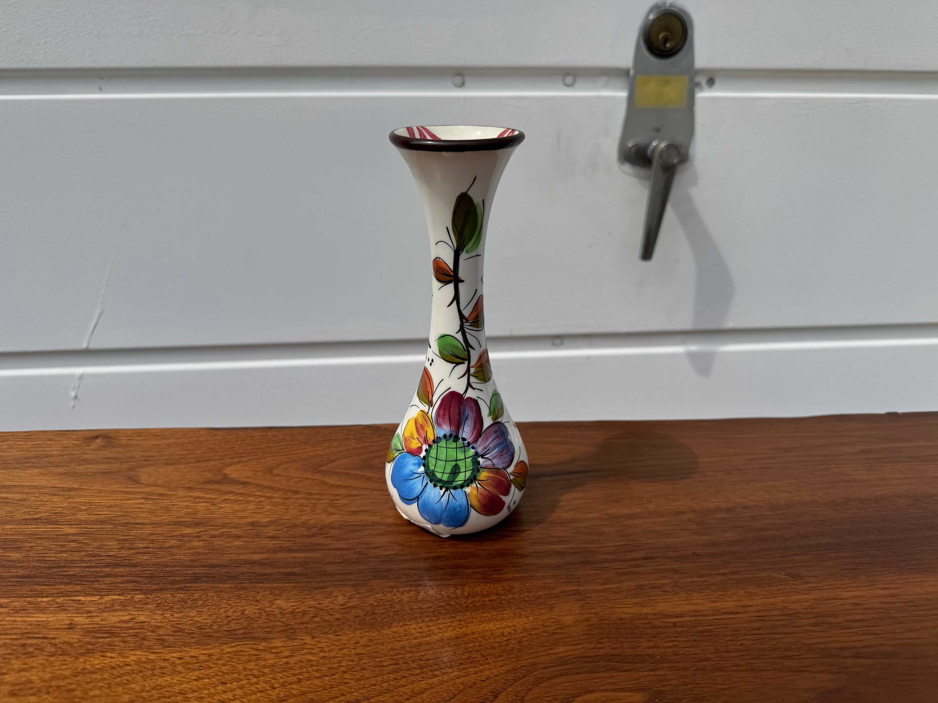 Hand-Painted Glass Vase – Made in Spain (7” T x 3” W)