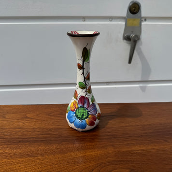 Hand-Painted Glass Vase – Made in Spain (7” T x 3” W)