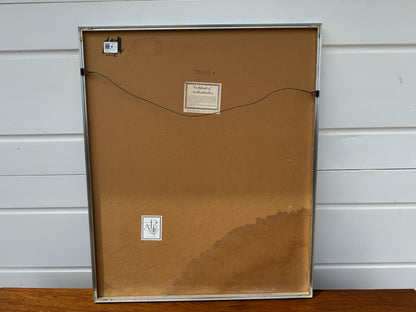 Framed Ship Artwork with Blueprint Detailing (32” x 27.5”)