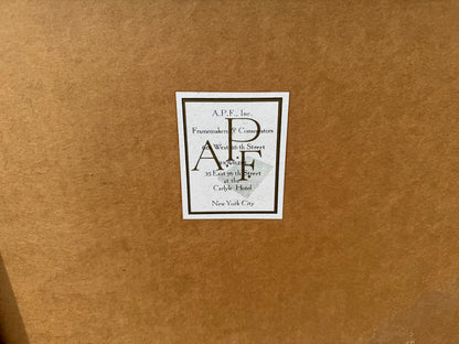 Framed Ship Artwork with Blueprint Detailing (32” x 27.5”)