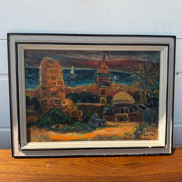 Original Oil Painting – Middle Eastern Setting by Amitai (22” x 16”)
