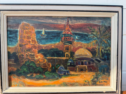 Original Oil Painting – Middle Eastern Setting by Amitai (22” x 16”)
