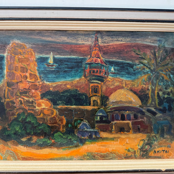 Original Oil Painting – Middle Eastern Setting by Amitai (22” x 16”)