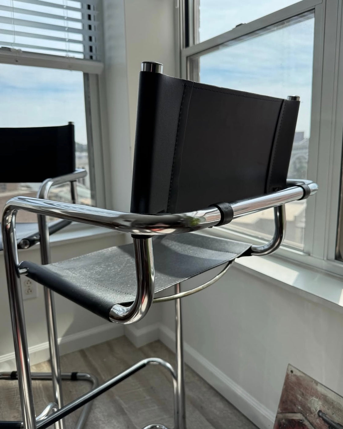 Italian Chromed Metal Cantilever Chairs with Artificial Leather Seats – 1990s Pair